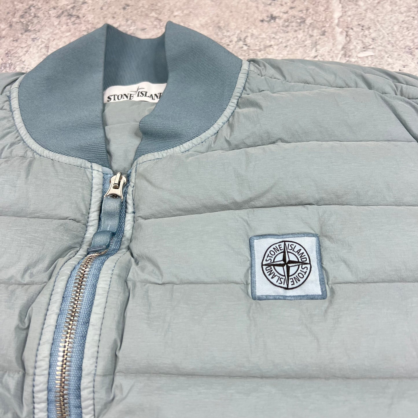 Stone Island Blue Loom Woven Down Gilet Medium 20.5”