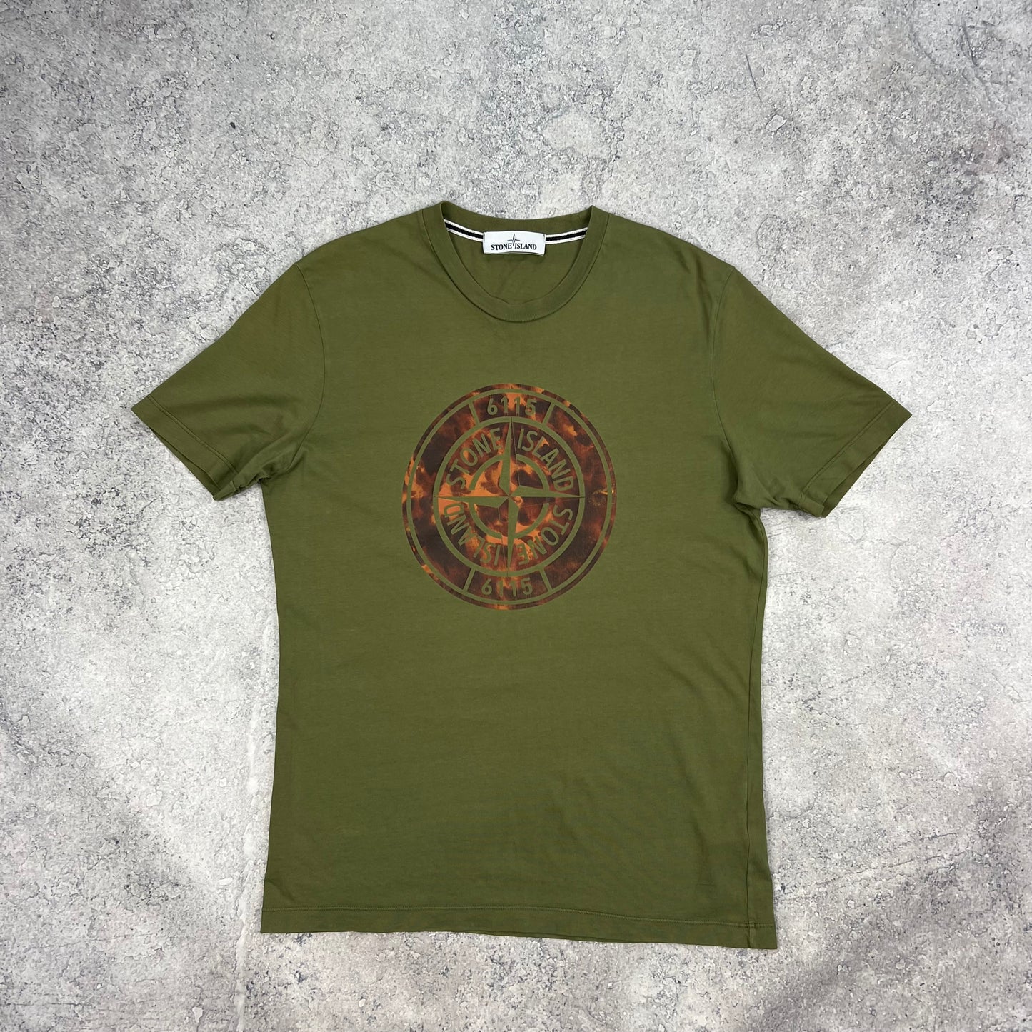 Stone Island Khaki Tortoise Camo T-Shirt Large 20.5”