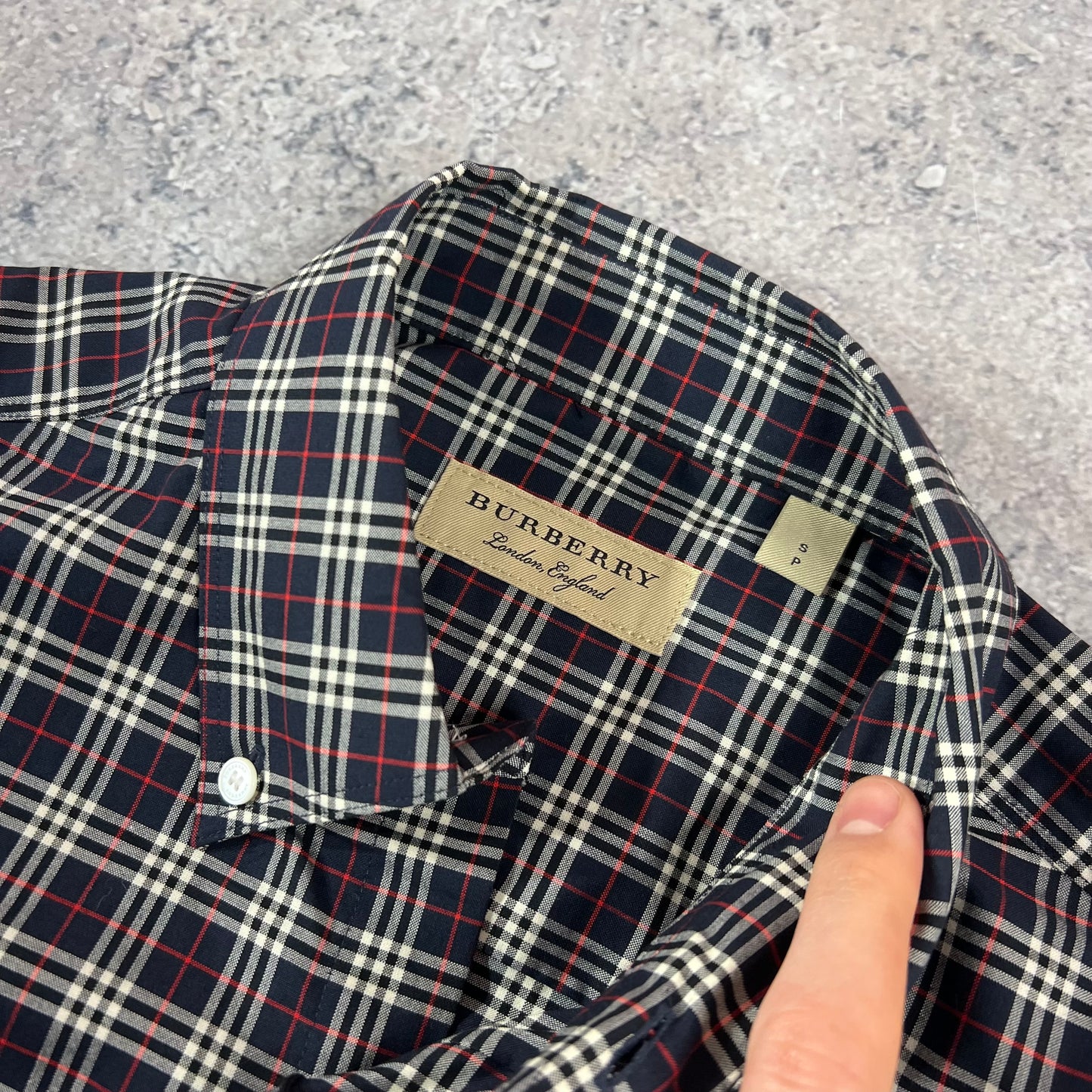 Burberry Navy Check Shirt XS/S 19.75” BNWT