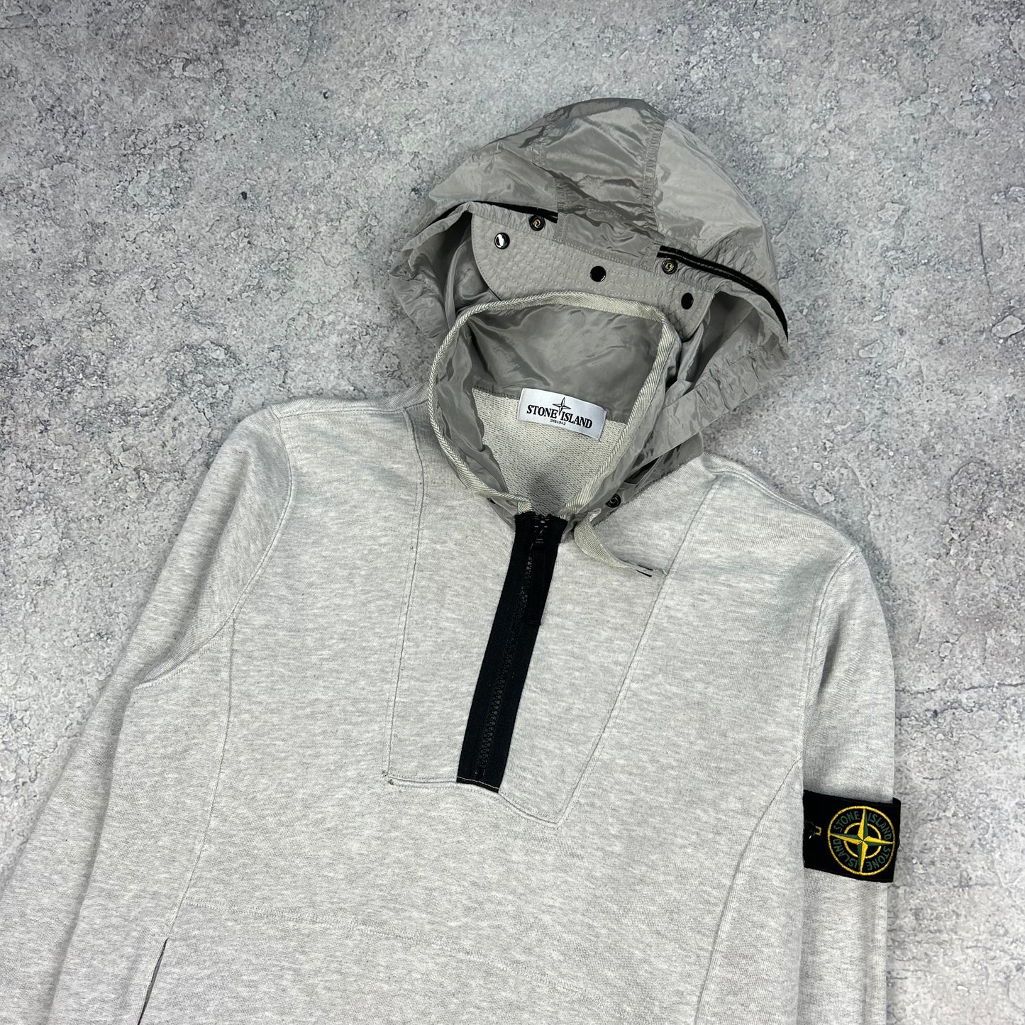Stone Island Grey Nylon Metal Hoodie Small 19.25”