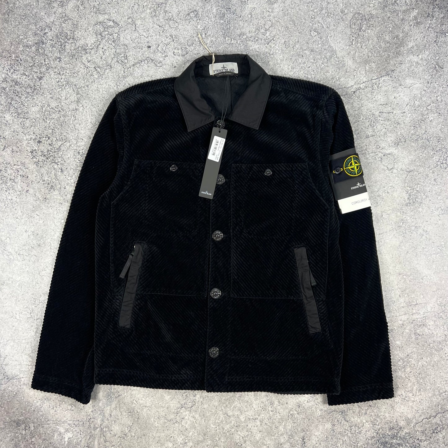 Stone Island Black Corduroy 400 Jacket Small 21.25” BNWT