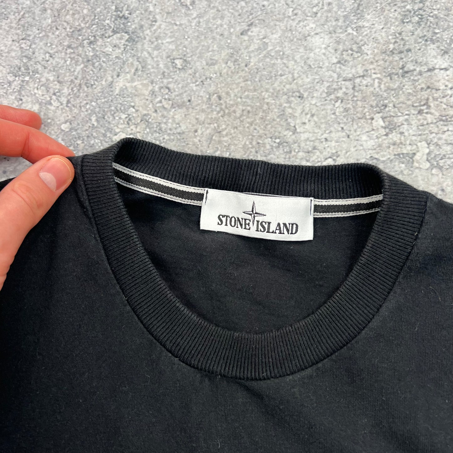 Stone Island Black/Green Logo T-Shirt Medium 19.75”