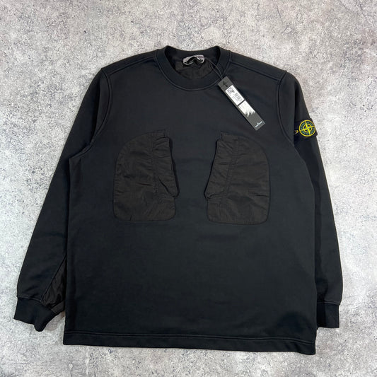 Stone Island Black Nylon Metal Sweatshirt XXL 26.5” BNWT