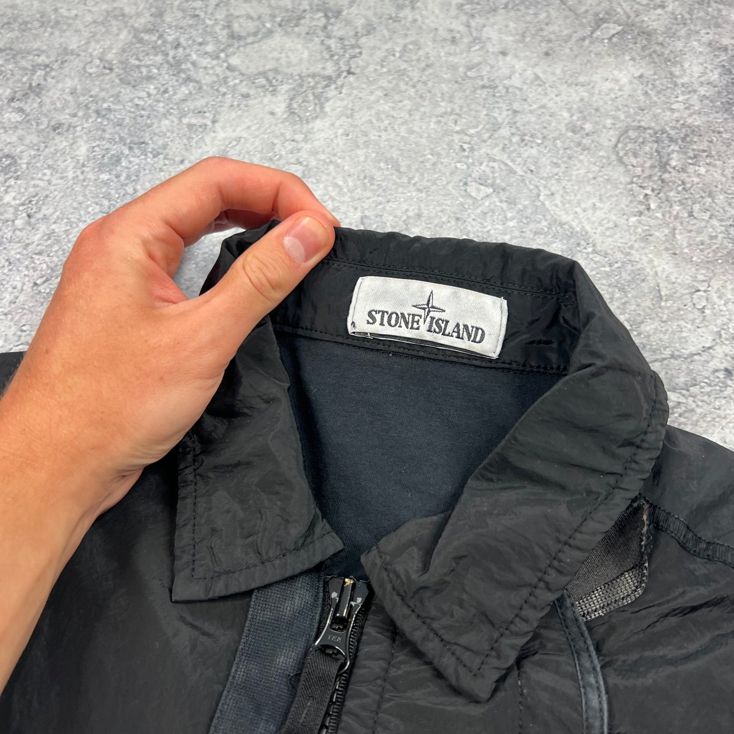 Stone Island Black Nylon Metal Lined Overshirt Medium 20.5”