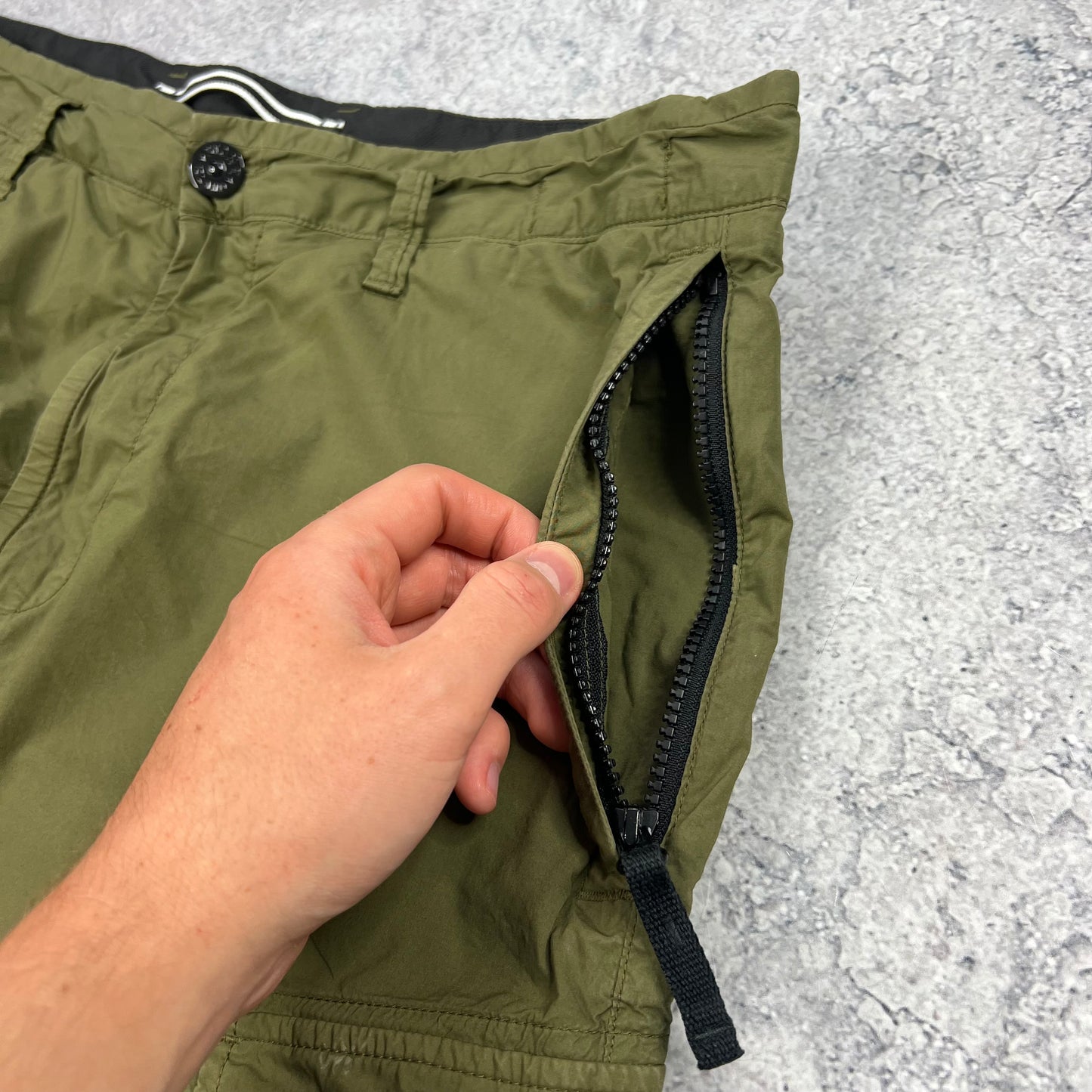 Stone Island Khaki Cargo Shorts W34”