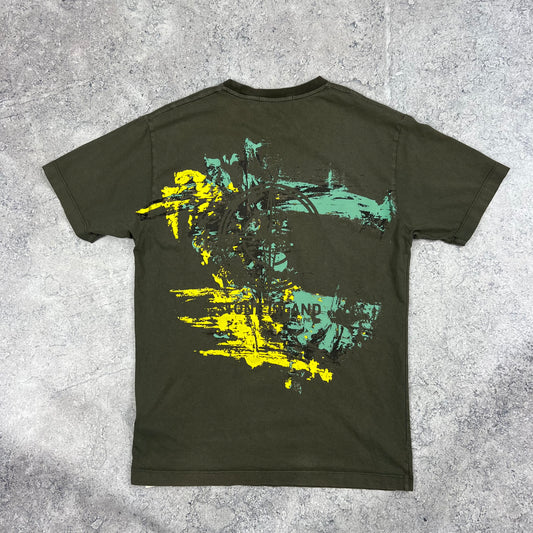 Stone Island Khaki Paint T-Shirt Medium 19.75”