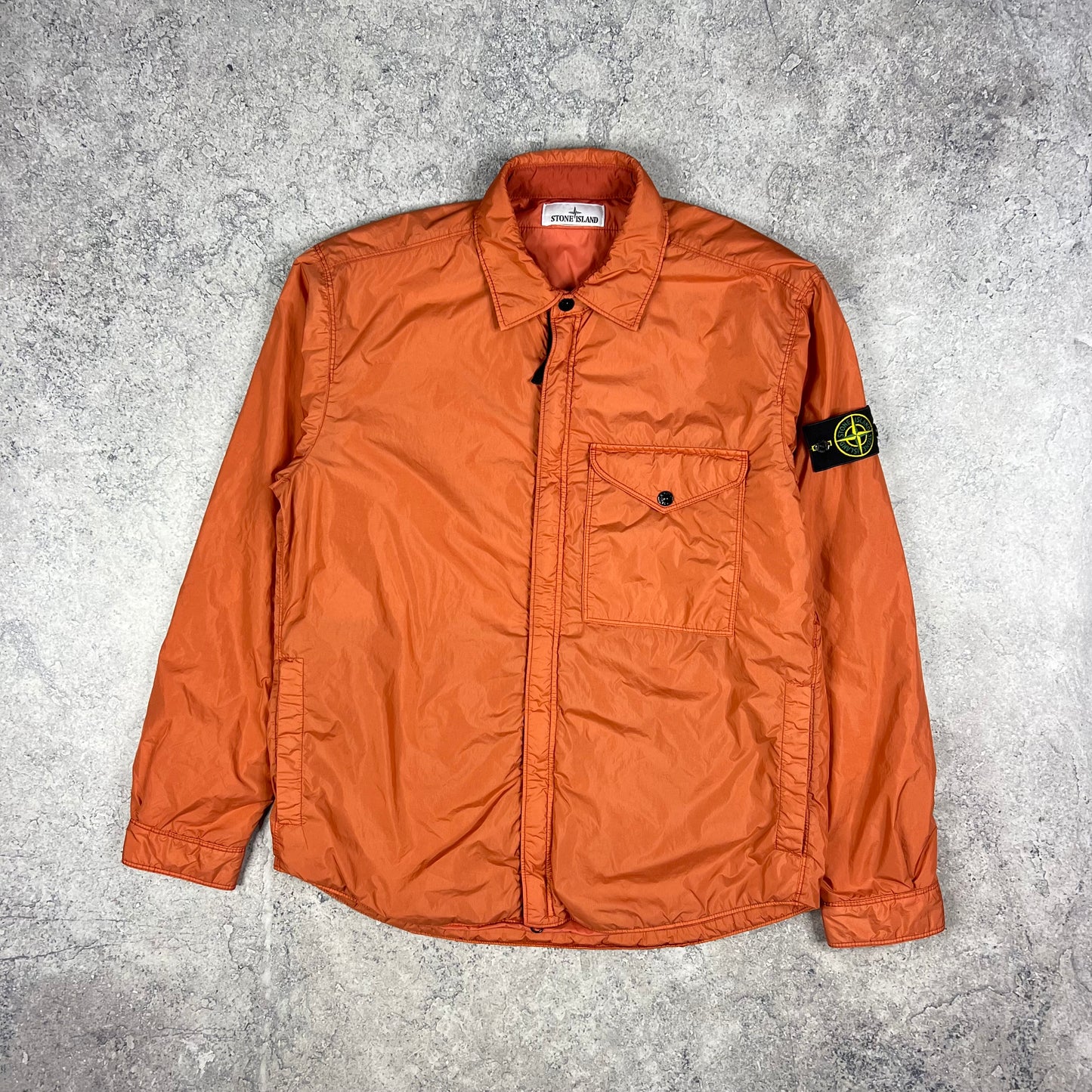 Stone Island Orange Crinkle Reps Primaloft Jacket Large 23.25”