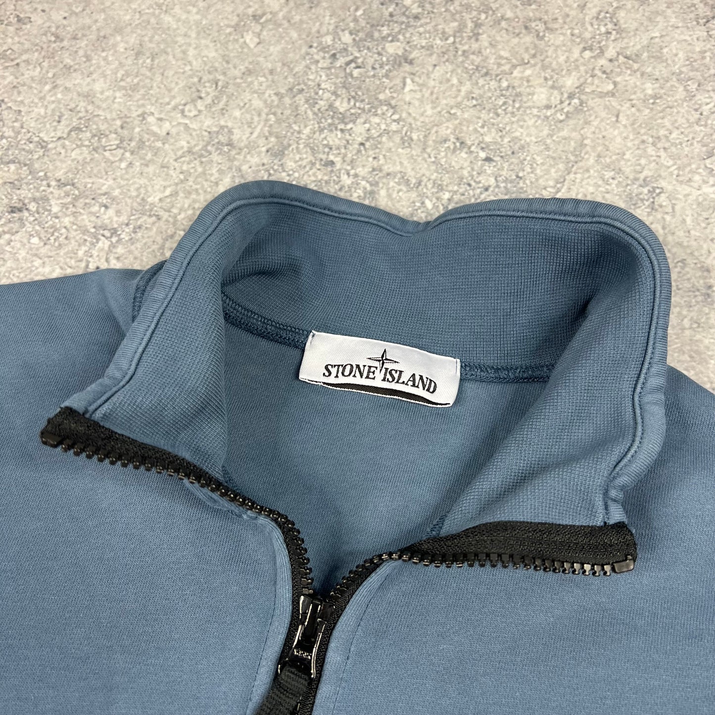 Stone Island Blue Quarter Zip Sweatshirt Small 20.25”