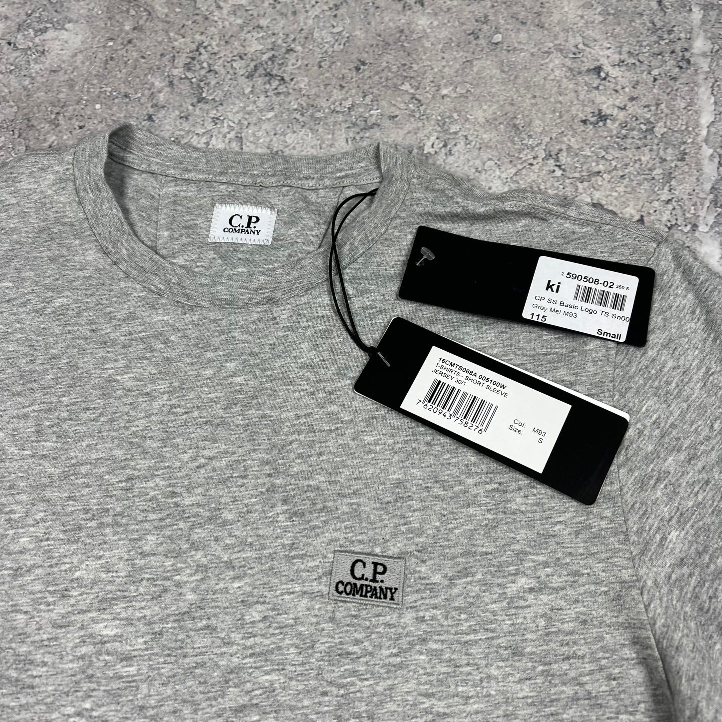 CP Company Grey Logo Patch T-Shirt Small 19.75” BNWT