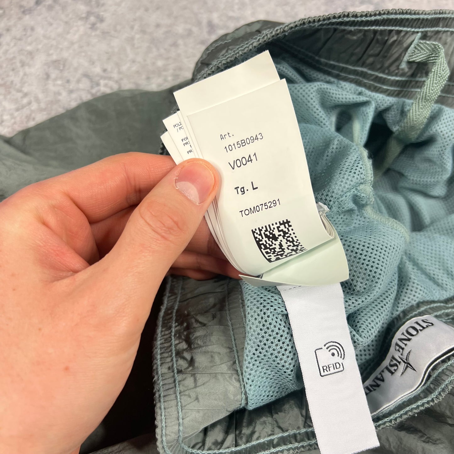 Stone Island Light Blue Nylon Metal Swimshorts Large 34”