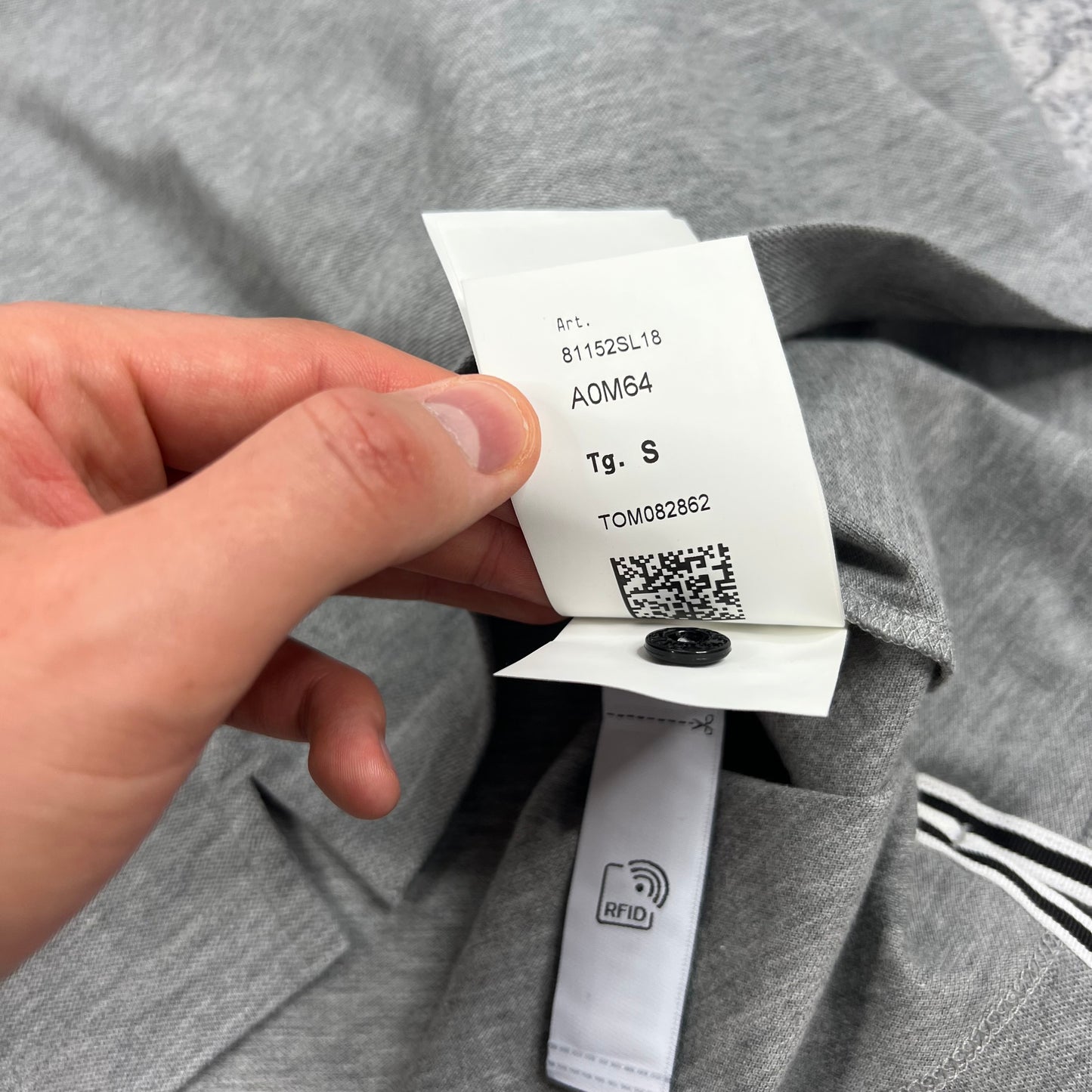 Stone Island Grey L/S Polo Small 19.75” BNWT