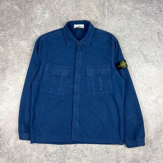 Stone Island Blue Diagonal Weave Overshirt Large 24”