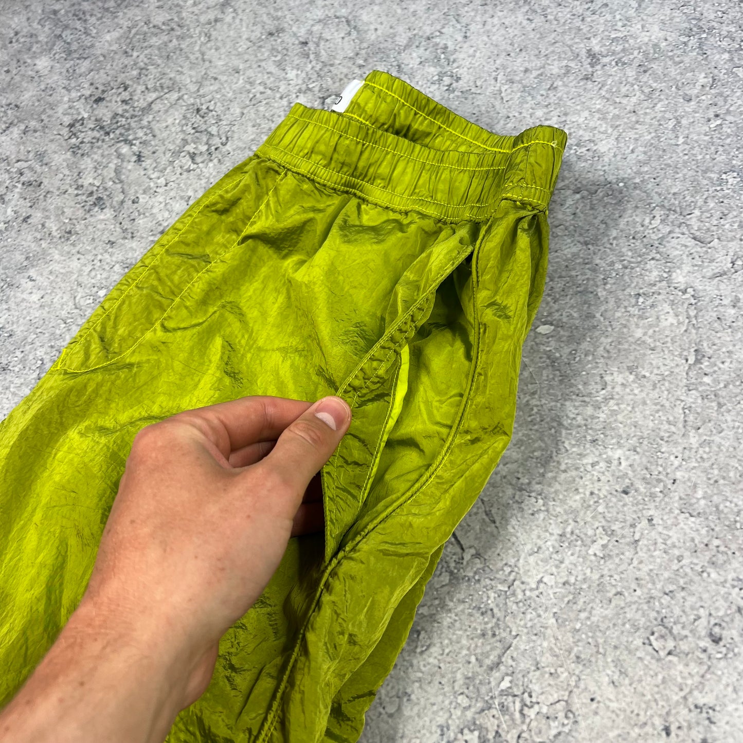 Stone Island Lime Nylon Metal Cargo Trousers W30”