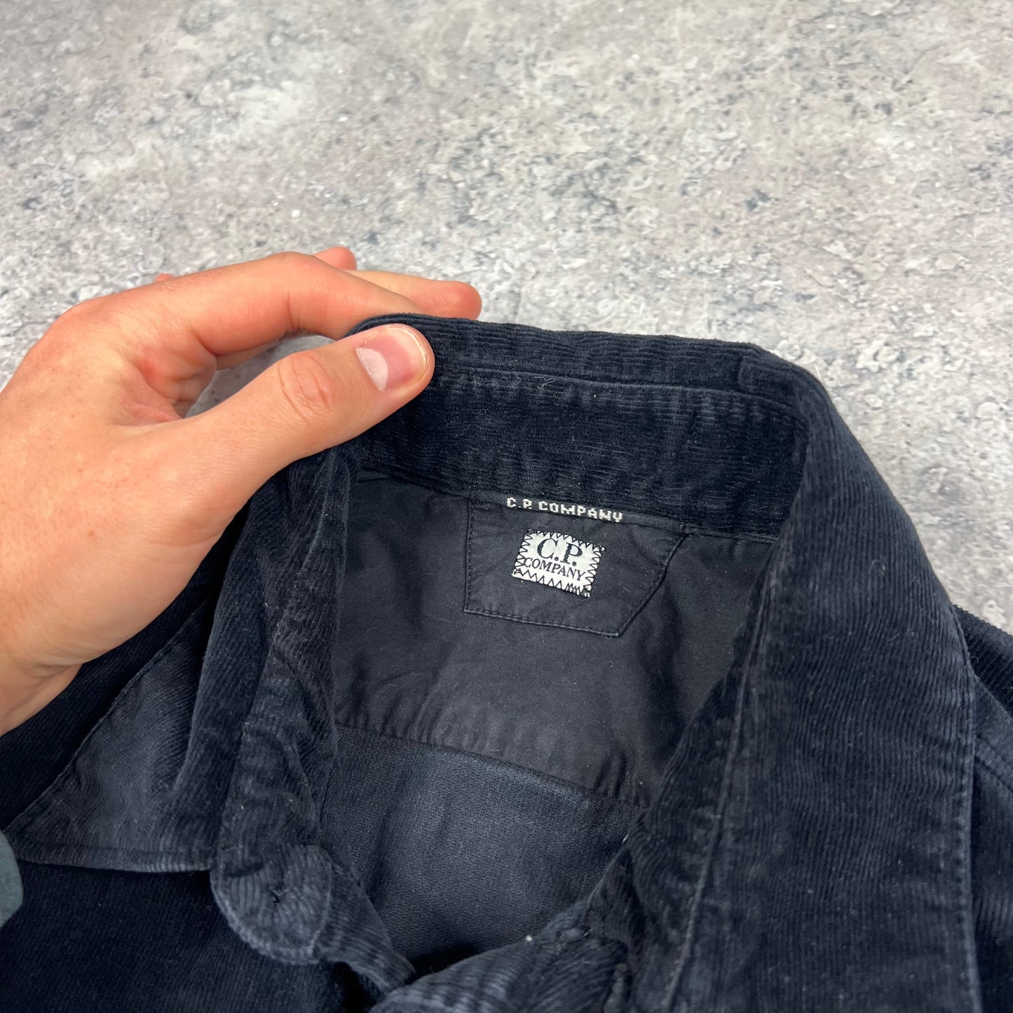 CP Company Navy Corduroy Lens Shirt Small 20.5”