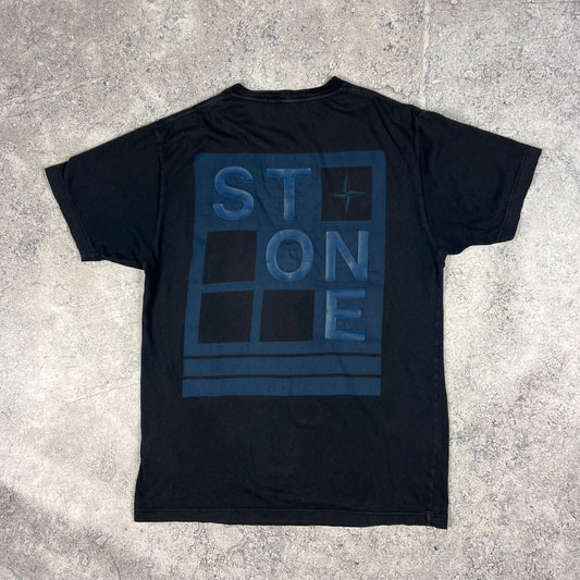Stone Island Navy Letter Logo T-Shirt Medium 20.5”