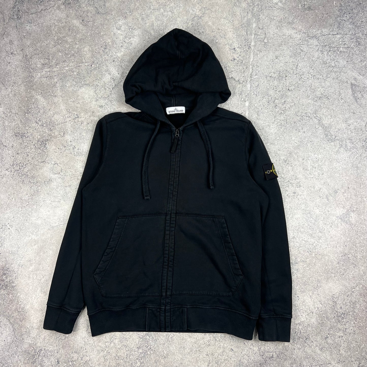 Stone Island Black Full Zip Hoodie XXL 23.5”