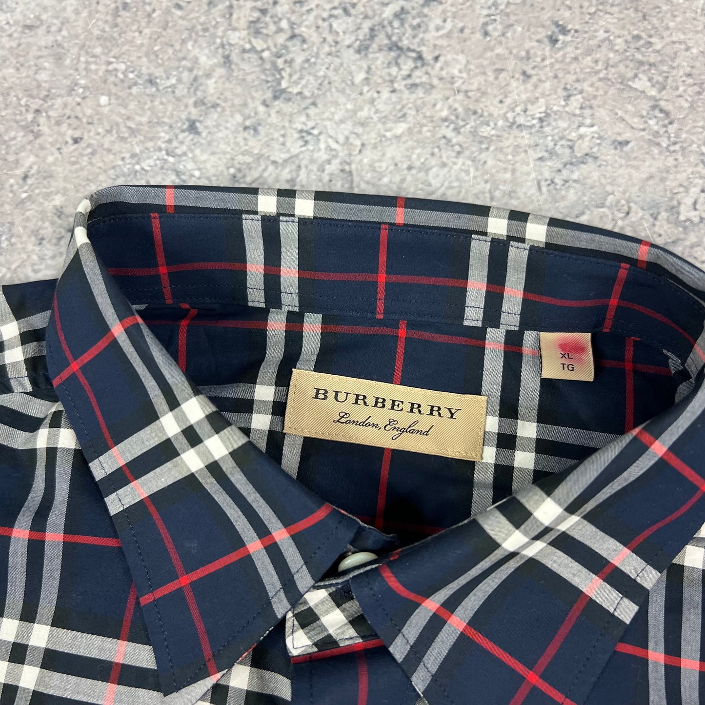 Burberry Navy S/S Shirt XL 24.5”