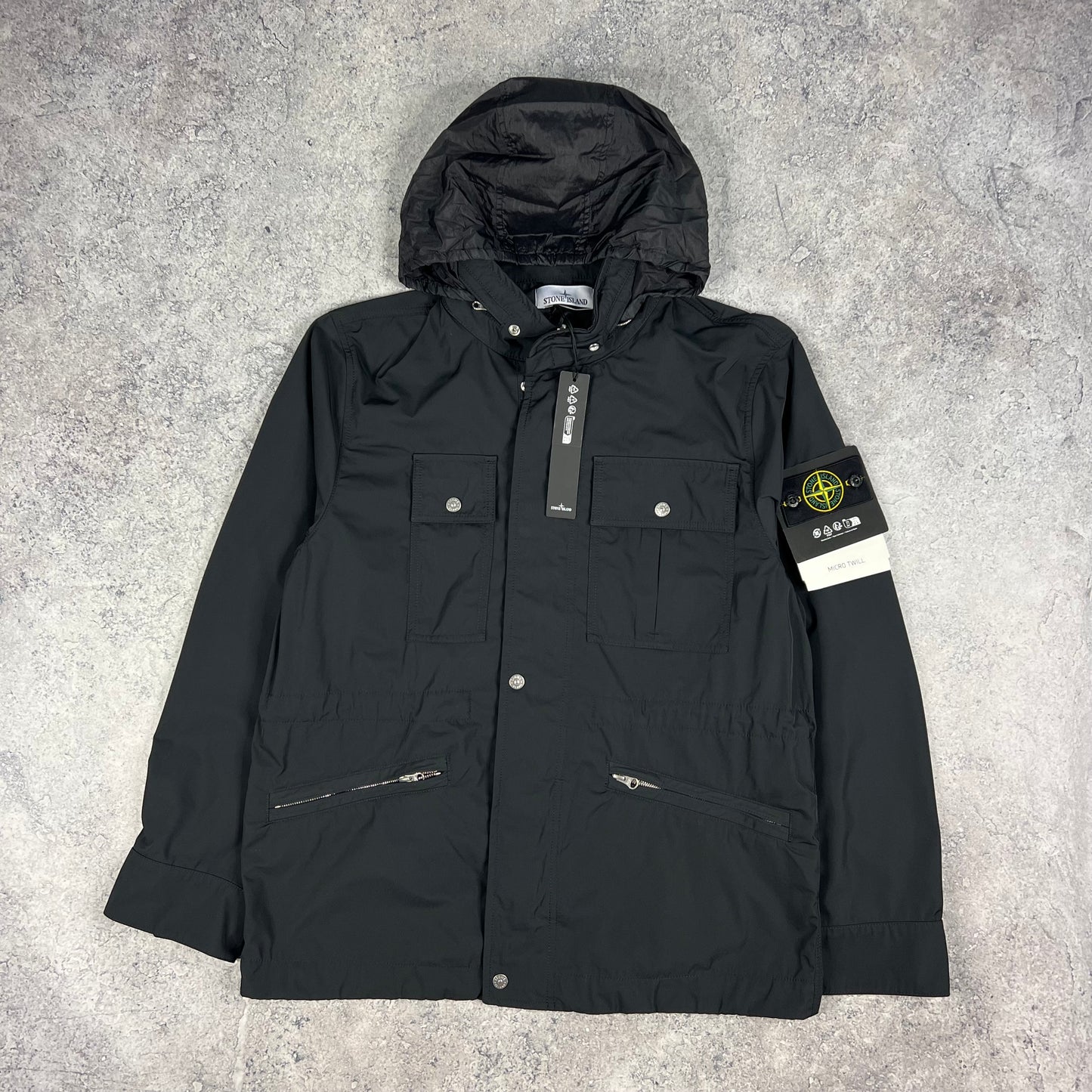 Stone Island Black Micro Twill Field Jacket Large 23” BNWT