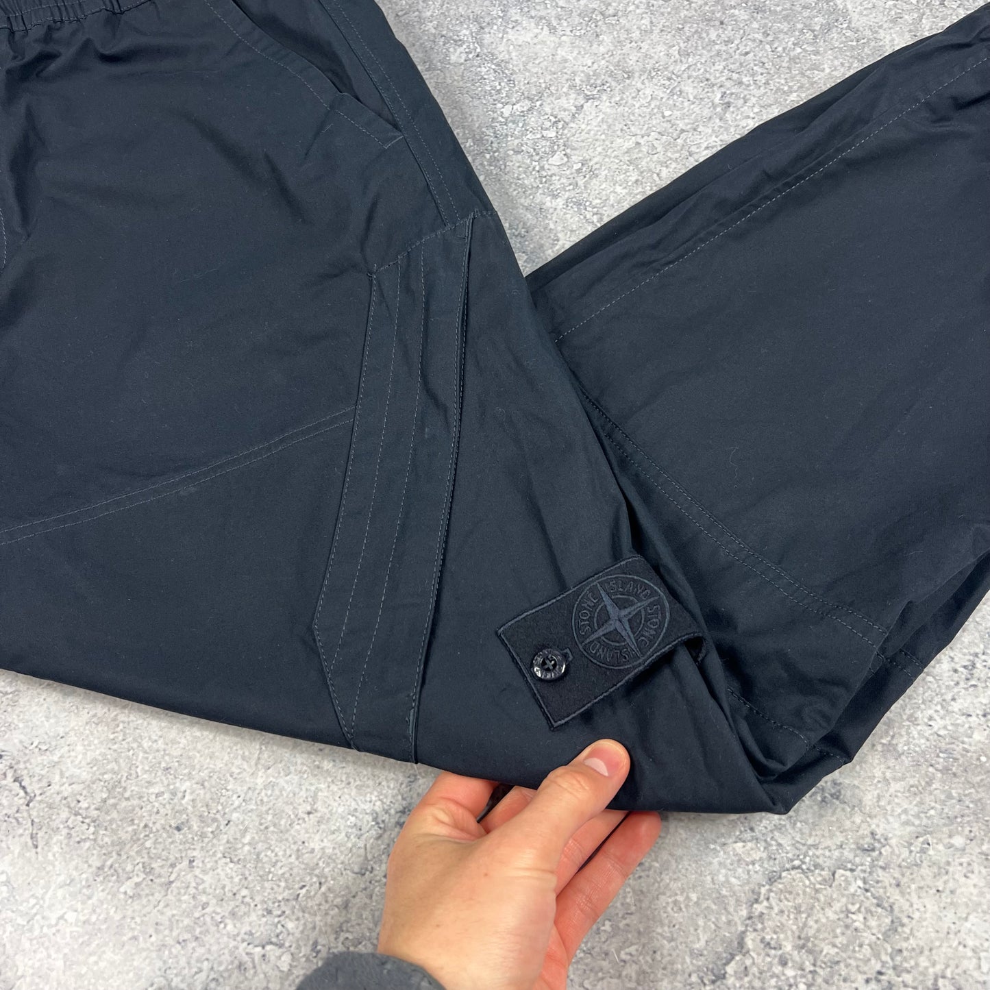 Stone Island Navy Ghost Ventile Cuffed Loose Cargo Trousers W32”
