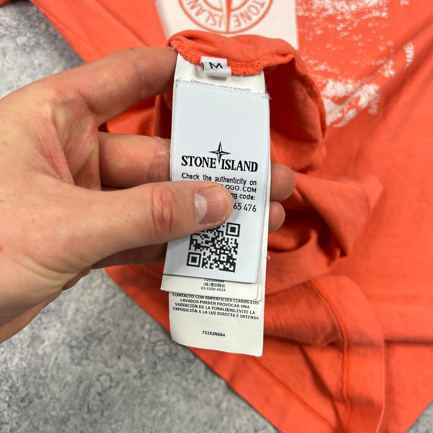Stone Island Orange/White Logo T-Shirt Medium 19.75”