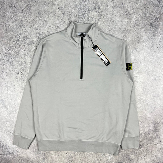 Stone Island Light Grey Quarter Zip Sweatshirt XXL 26.5” BNWT
