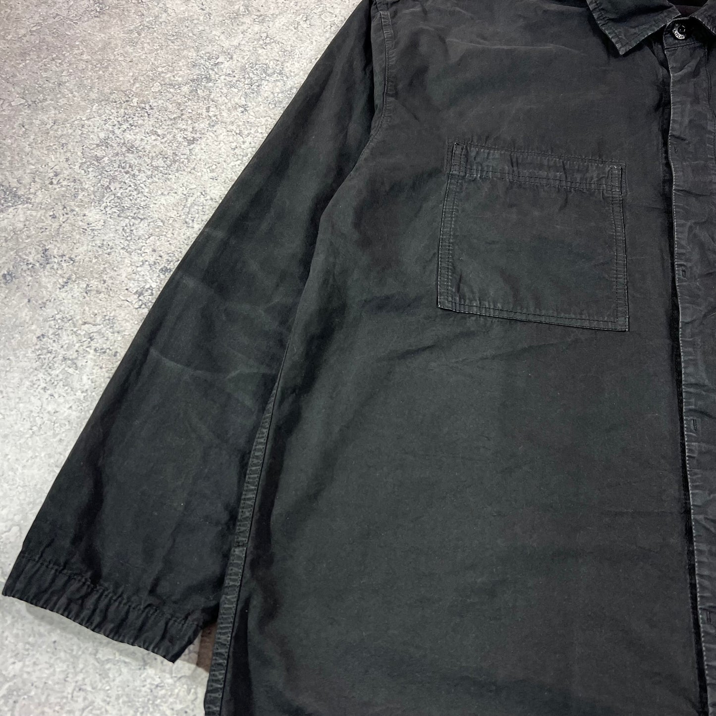Stone Island Black Garment Dyed Overshirt Large 25”