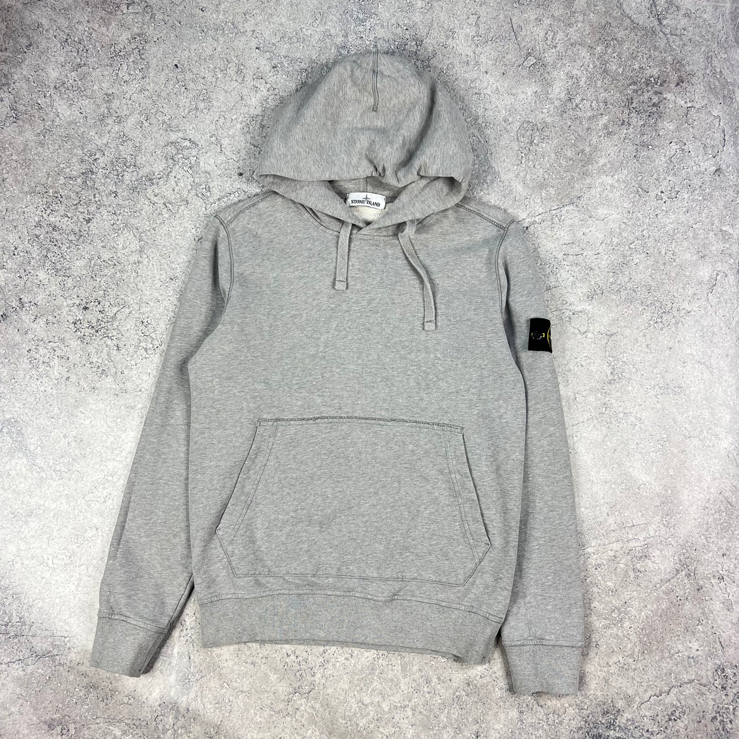 Stone Island Grey Pullover Hoodie Medium 21.25”