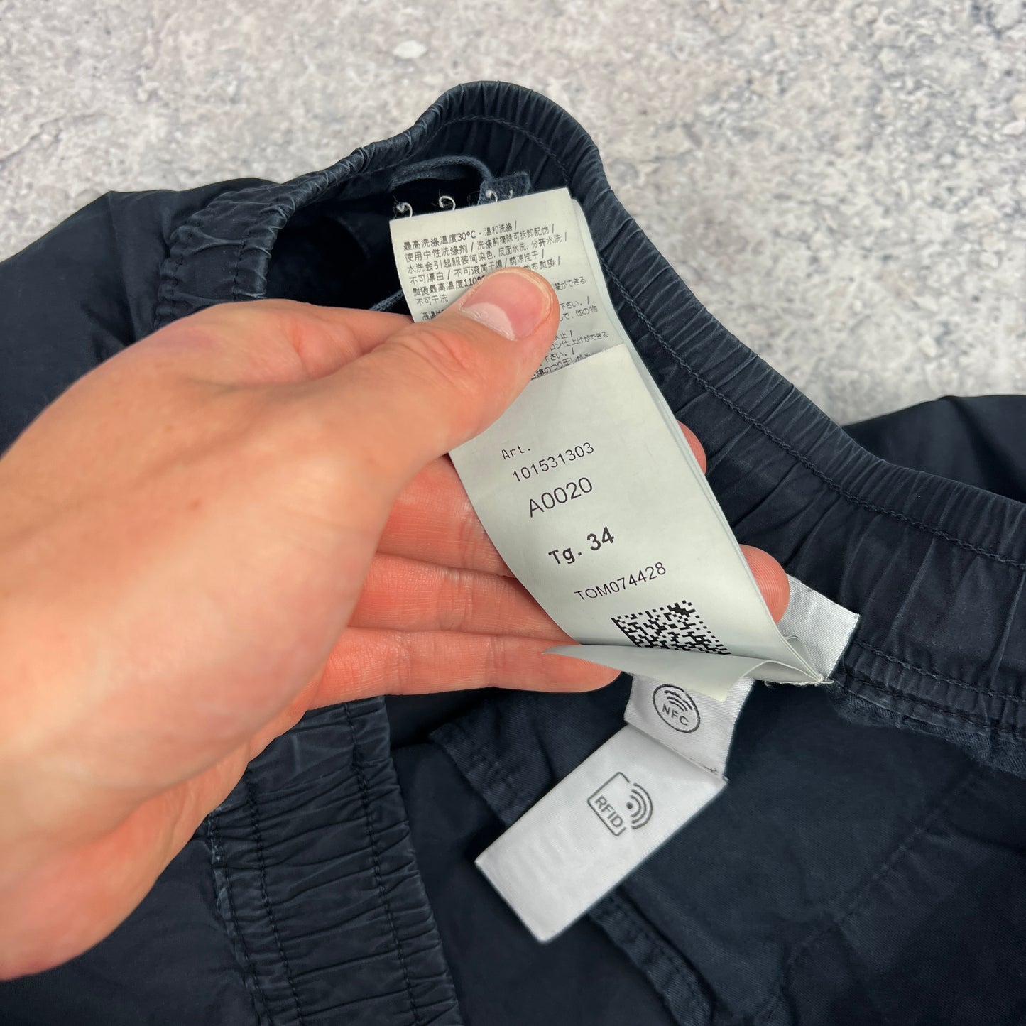 Stone Island Navy Cuffed Tela Parachute Cargo Trousers W34”