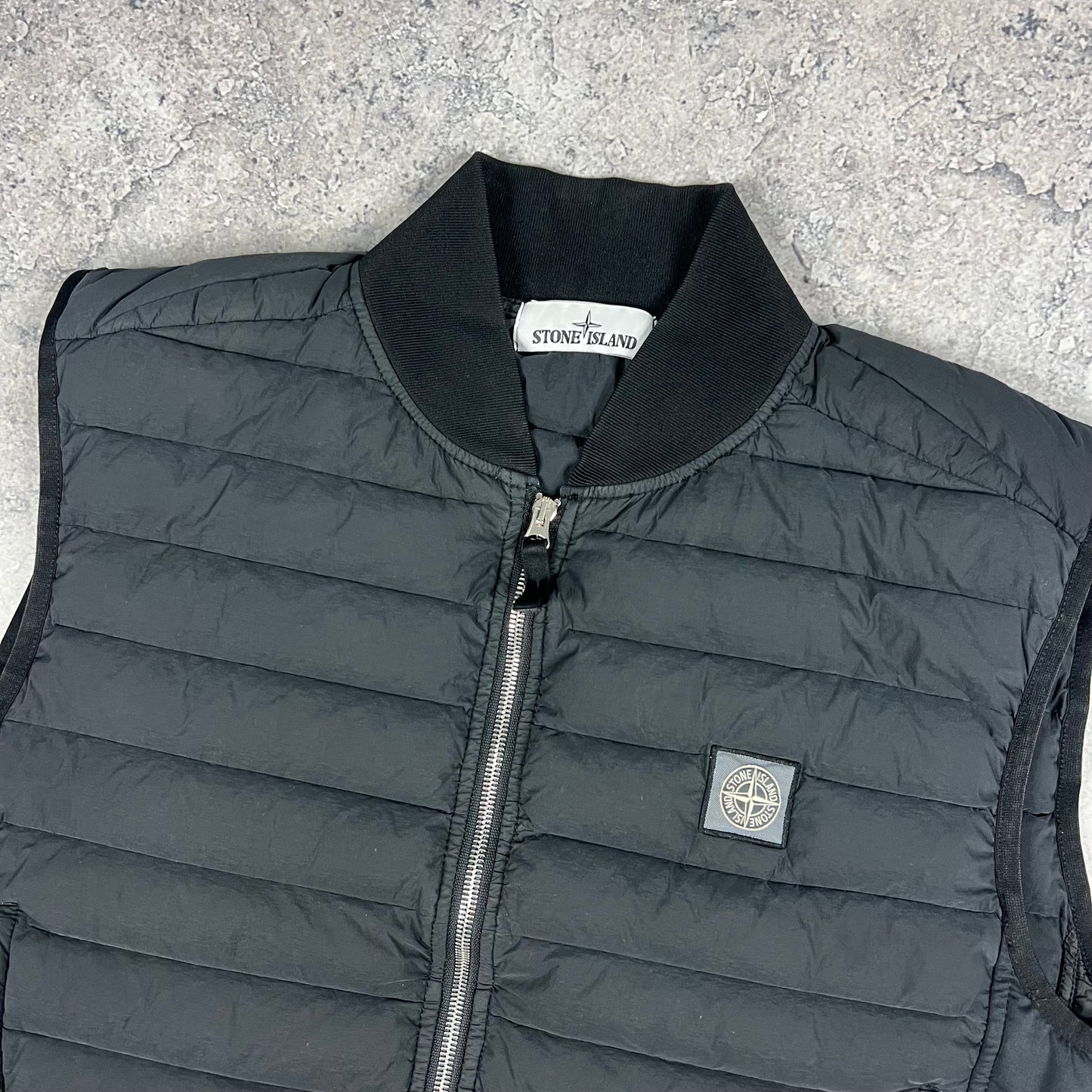 Stone Island Black Loom Woven Down Gilet Large 22”