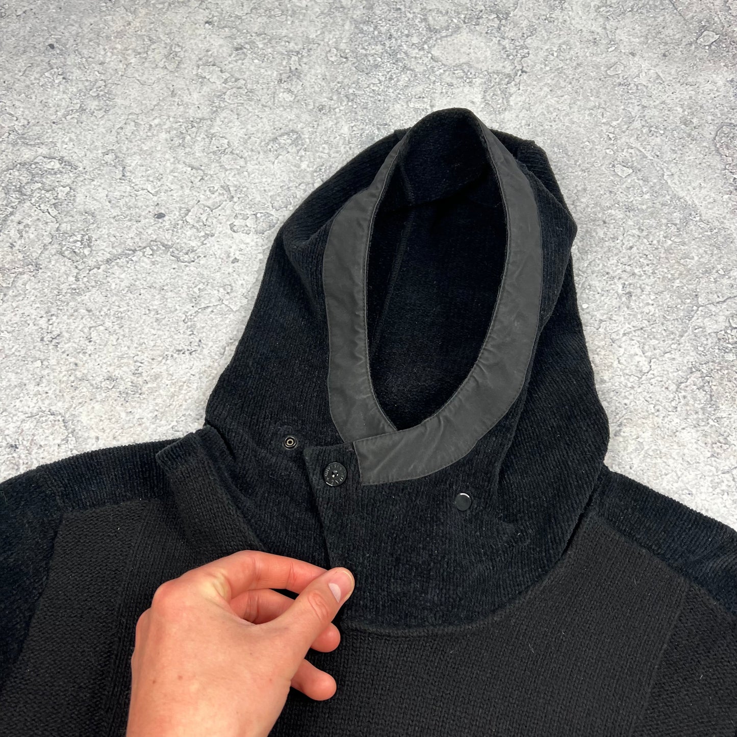 Stone Island Black Ghost Chenille Knit Hoodie Large 23.5”