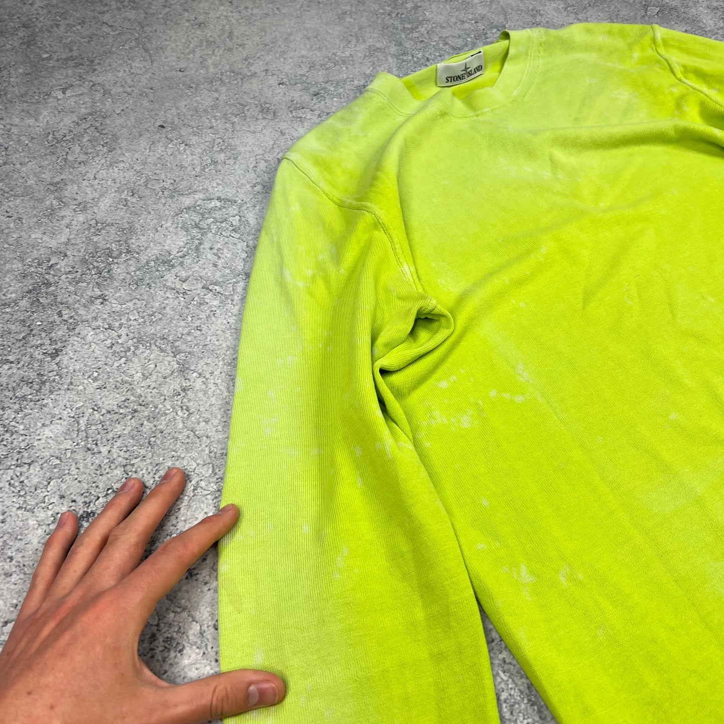 Stone Island Lime OVD Knit Sweatshirt Large 22.75”