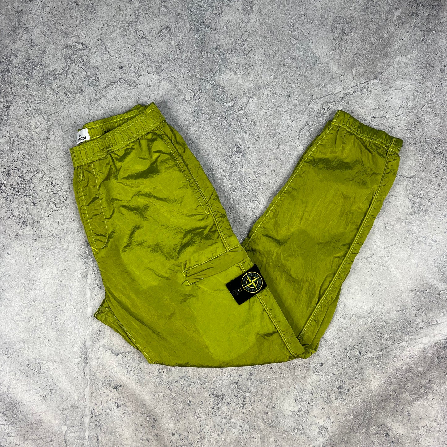Stone Island Lime Nylon Metal Cargo Trousers W30”