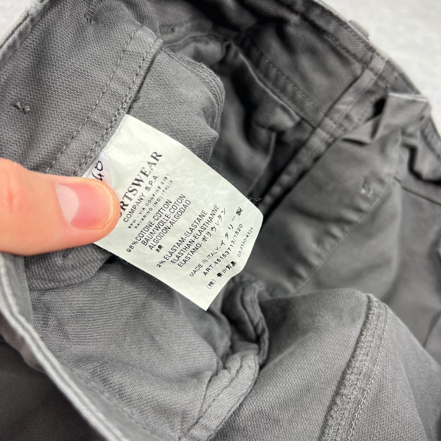 Stone Island Grey Cotton Trousers 29-30”