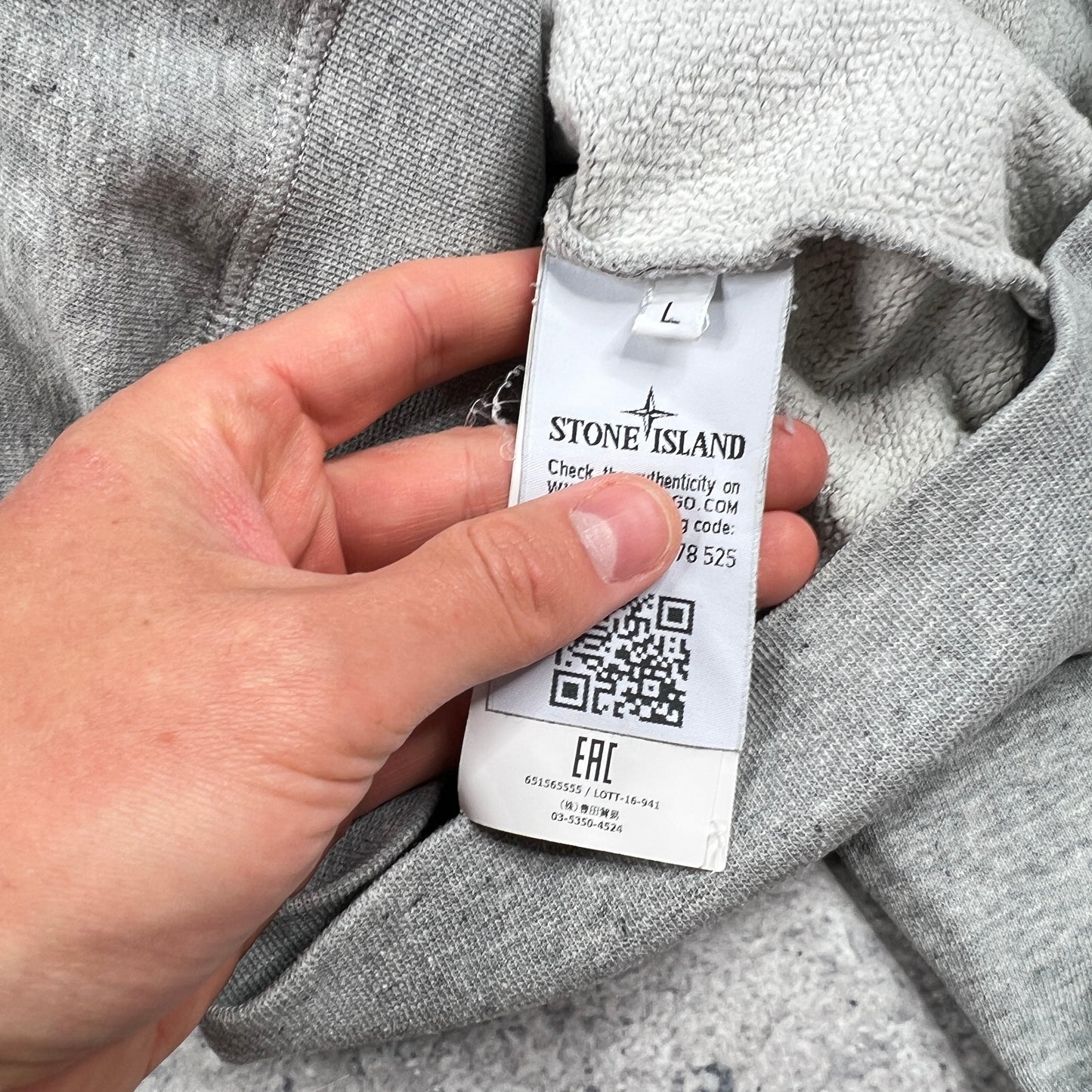 Stone Island Grey FZ Hoodie Large 23”