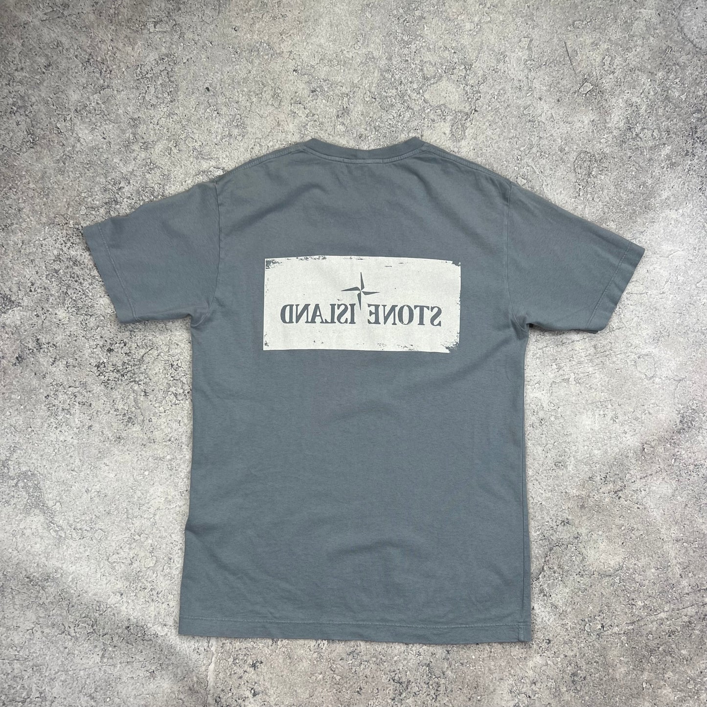 Stone Island Light Blue Stencil Logo T-Shirt Small 19.25”