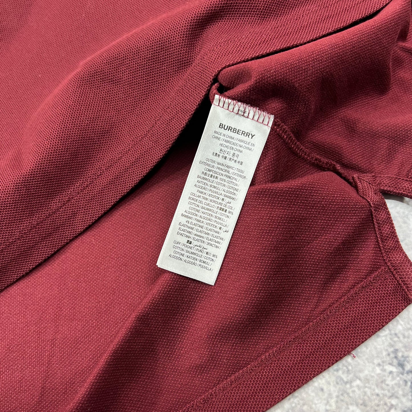 Burberry Burgundy Taped Logo Polo Shirt XL 26.5”