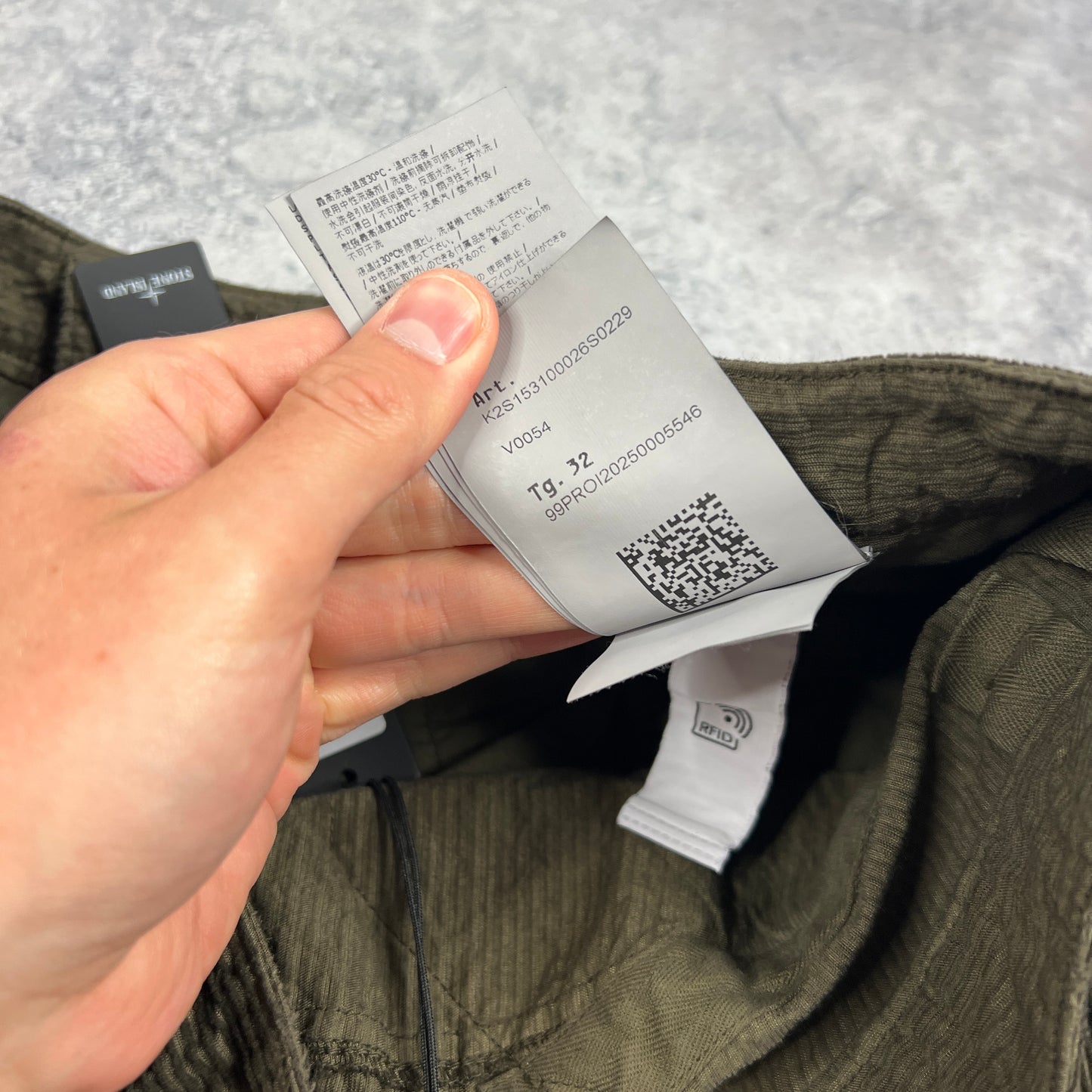 Stone Island Khaki Wrinkled Corduroy Trousers W32” BNWT