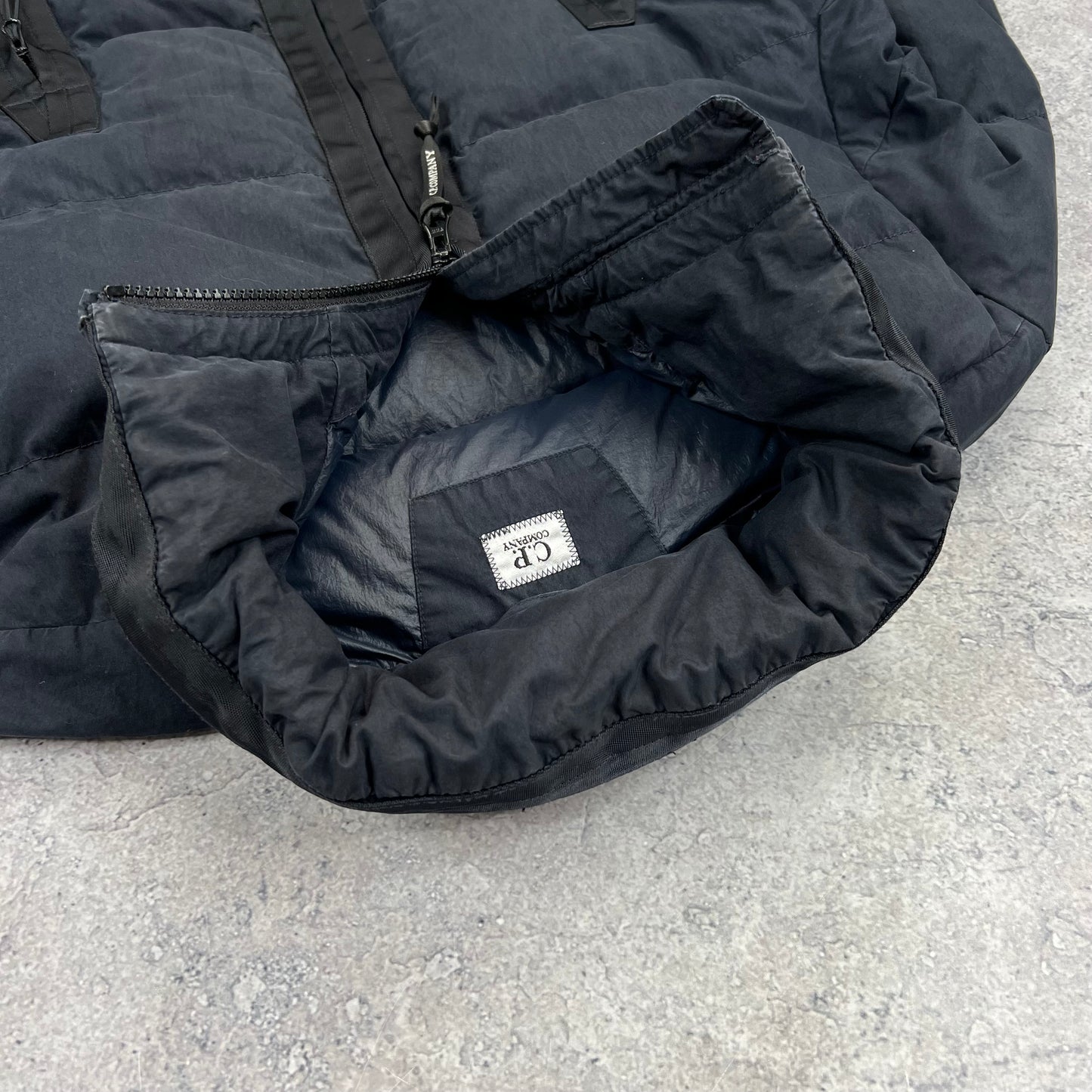CP Company Navy 50 Fili Lens Down Jacket 48- Medium 23.5”