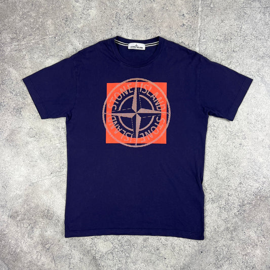 Stone Island Blue/Purple Tricromia T-Shirt Large 20.75”