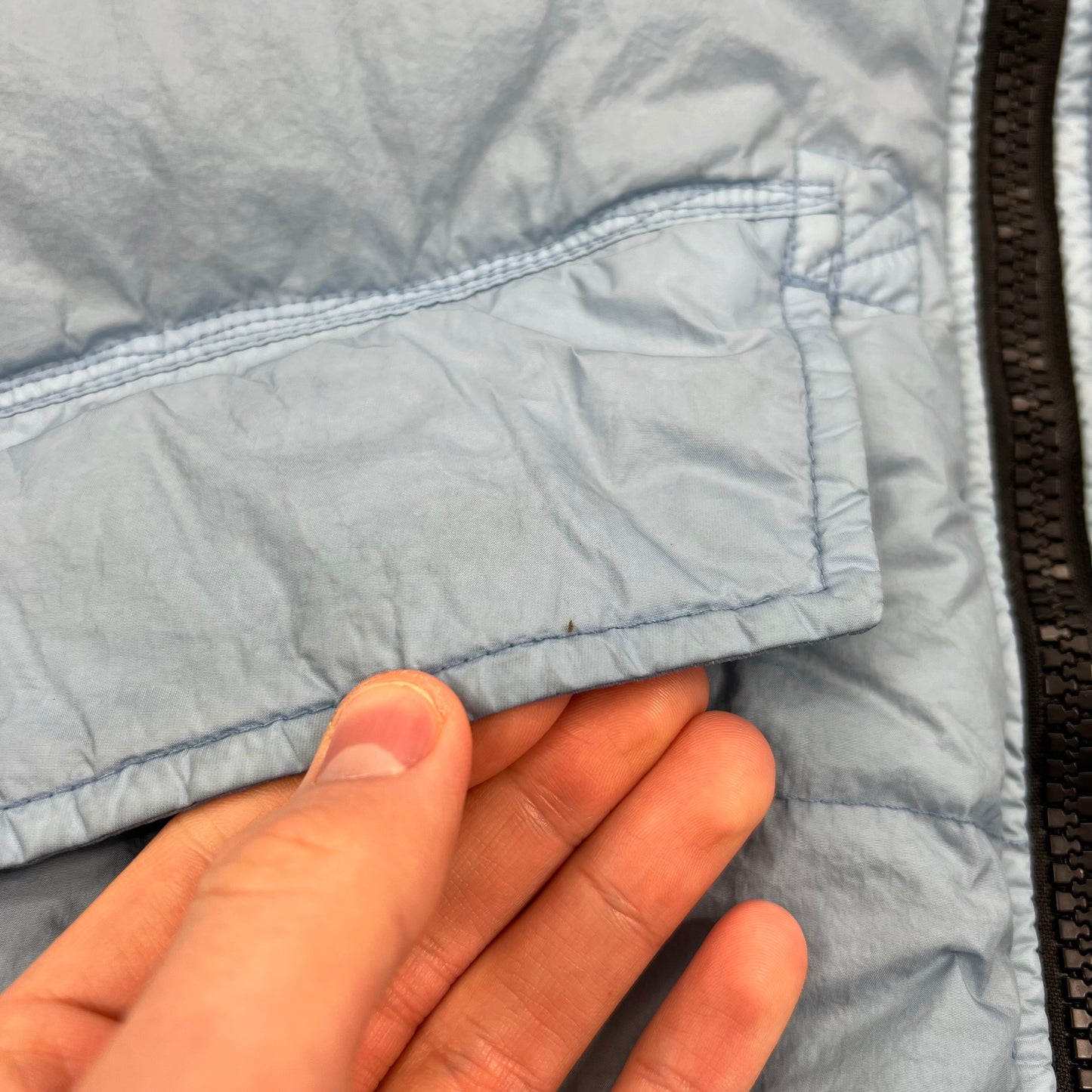 Stone Island Blue Crinkle Reps Down Gilet Large 23.5”
