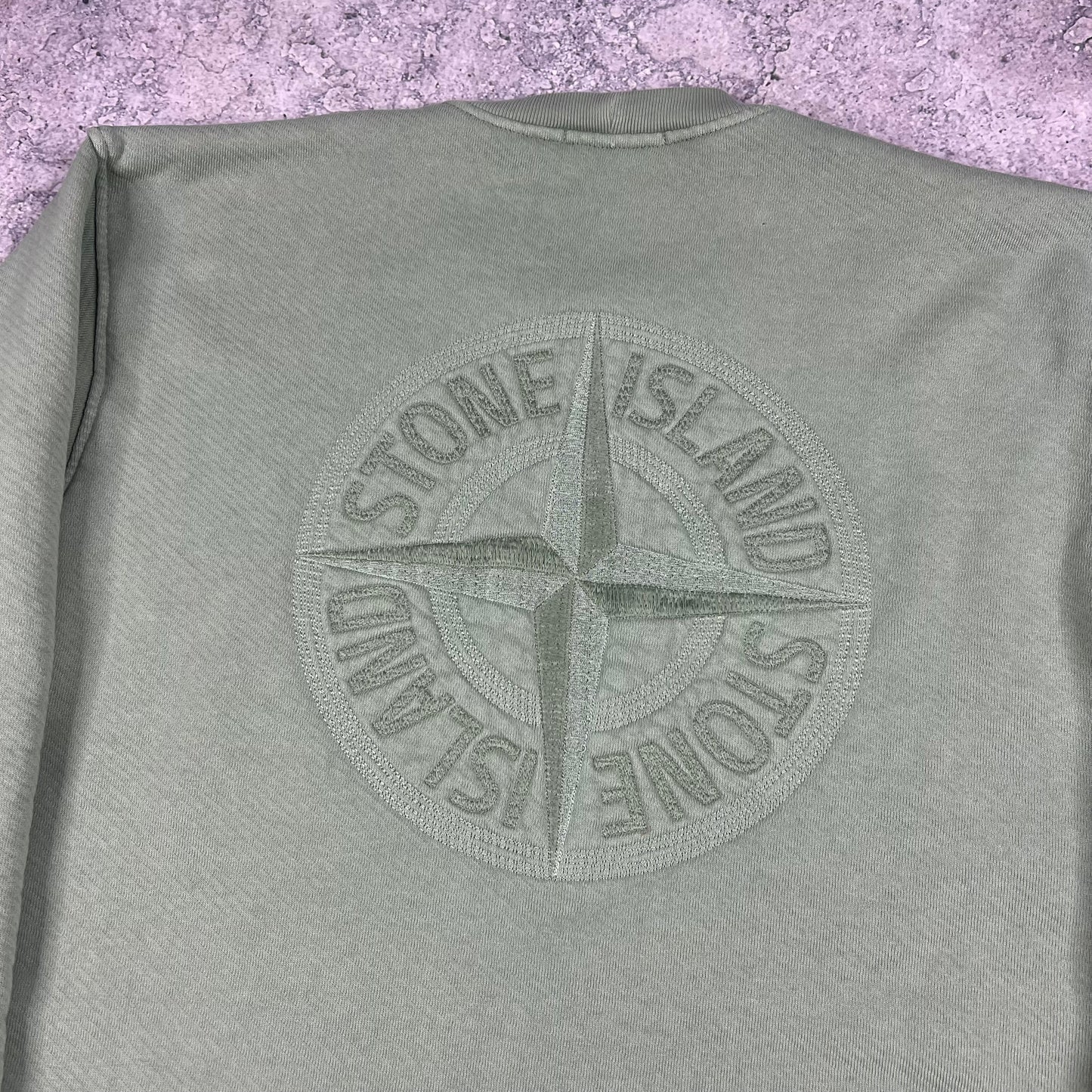 Stone Island Green Heavy Embroidered Logo Sweatshirt XL 25”