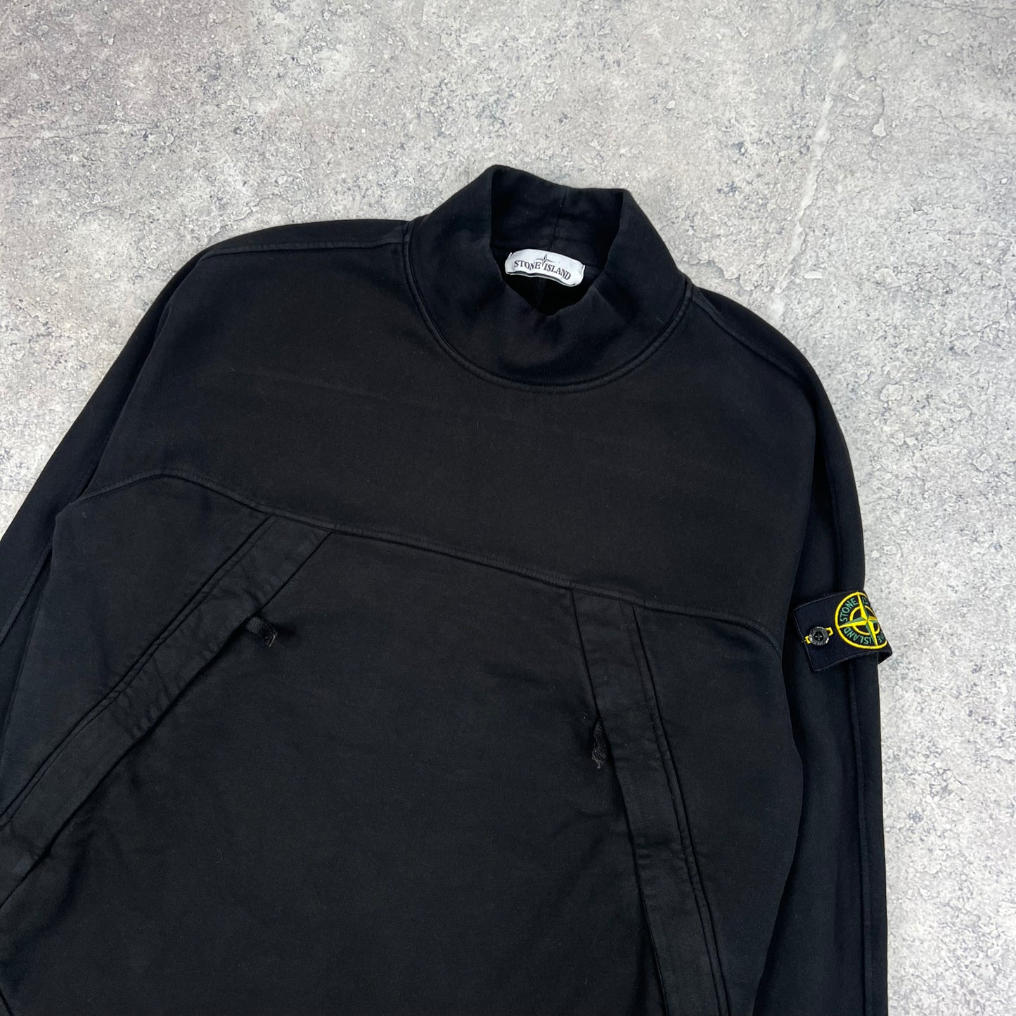 Stone Island Black Mock Neck Sweatshirt Large 23.5”