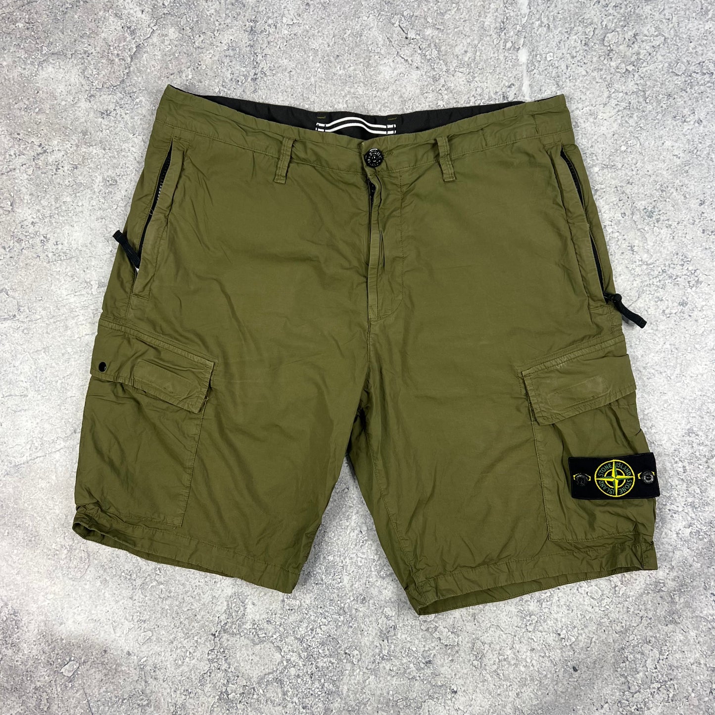 Stone Island Khaki Cargo Shorts W34”