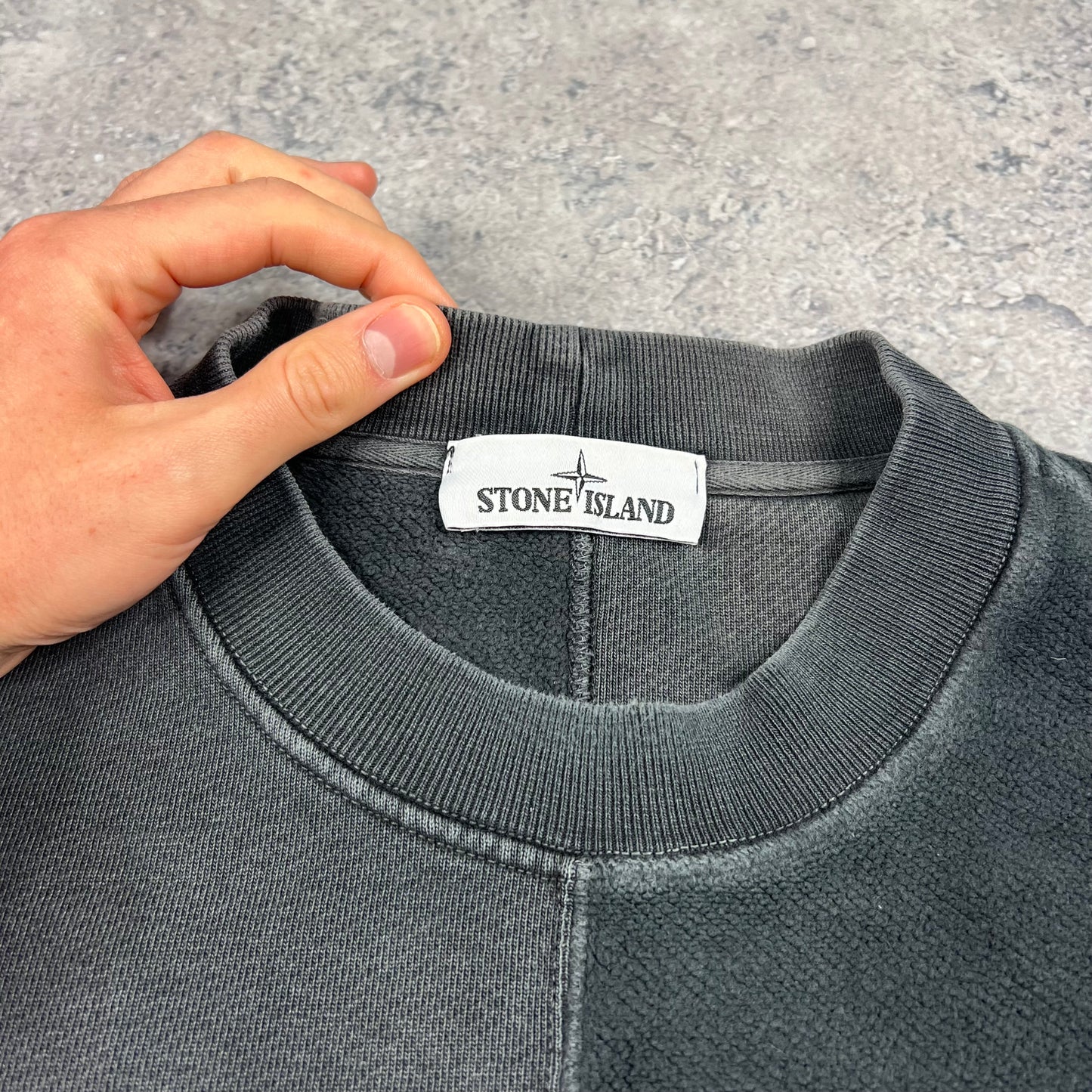 Stone Island Grey Old Dye Treatment Sweatshirt Large 25”