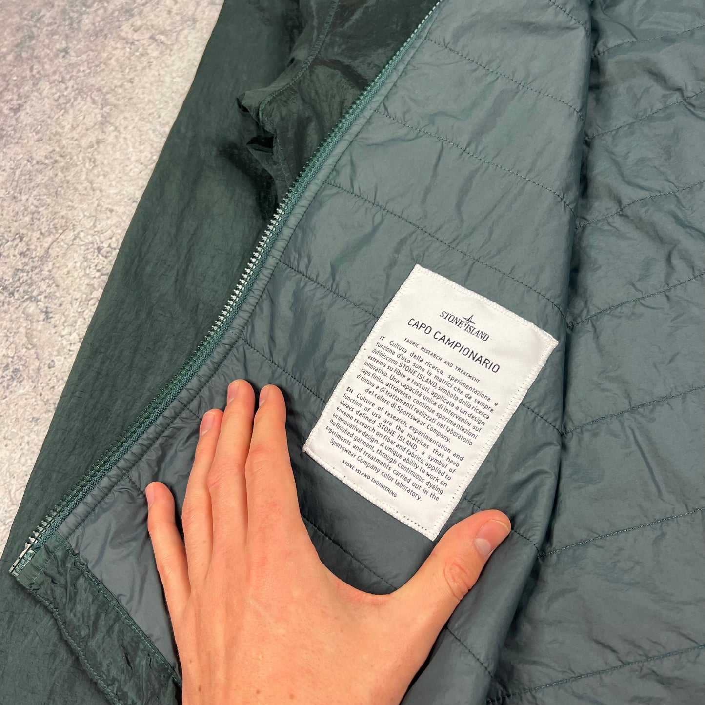 Stone Island Green Nylon Metal Primaloft Jacket Large 24”