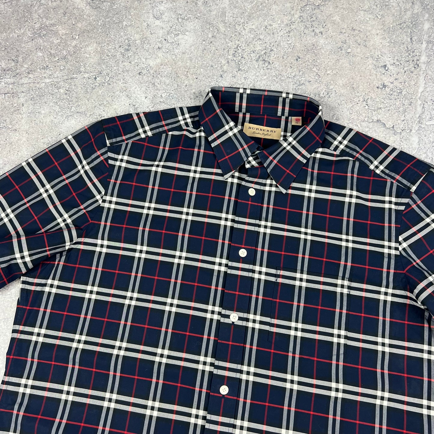 Burberry Navy S/S Shirt XL 24.5”
