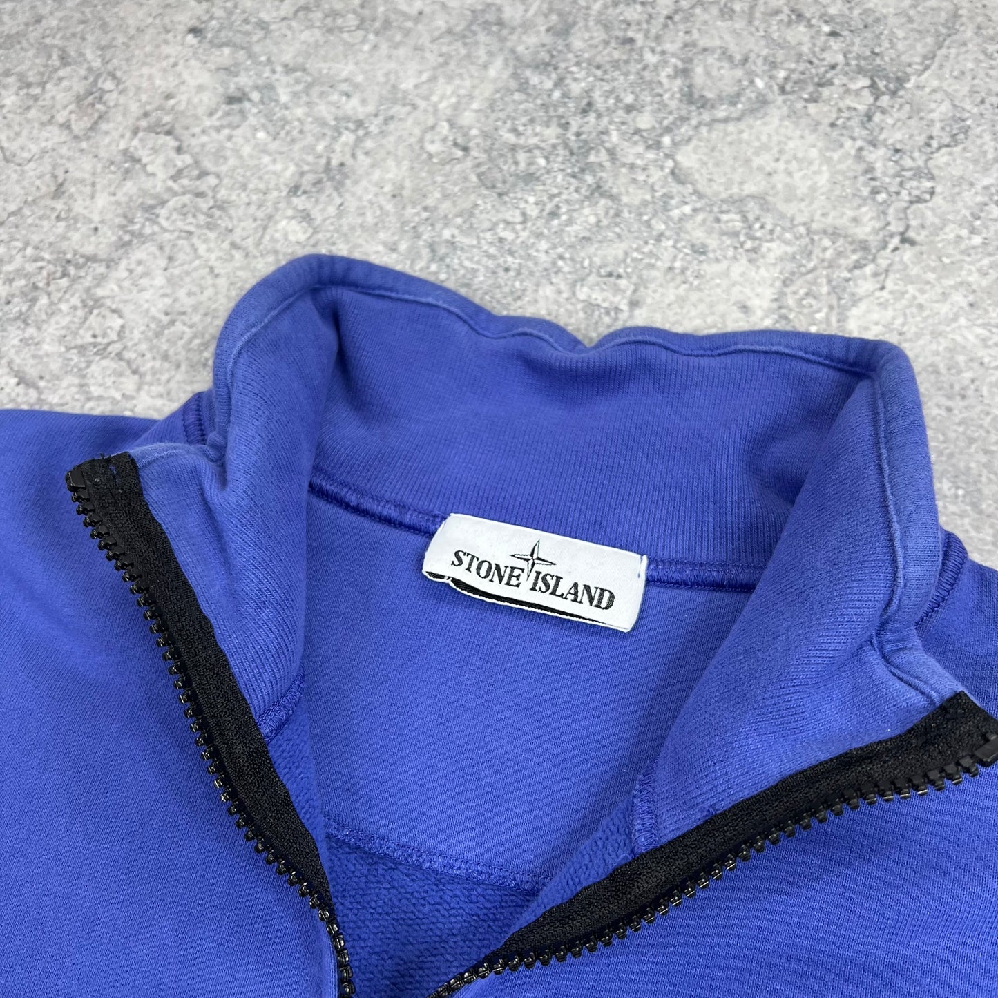 Stone Island Blue Quarter Zip Sweatshirt Small 21”