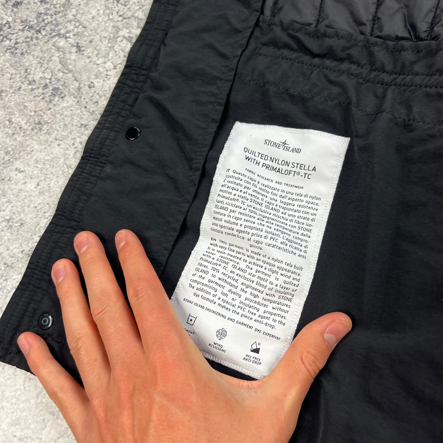 Stone Island Black Quilted Nylon Stella Primaloft Gilet XL 26” BNWT