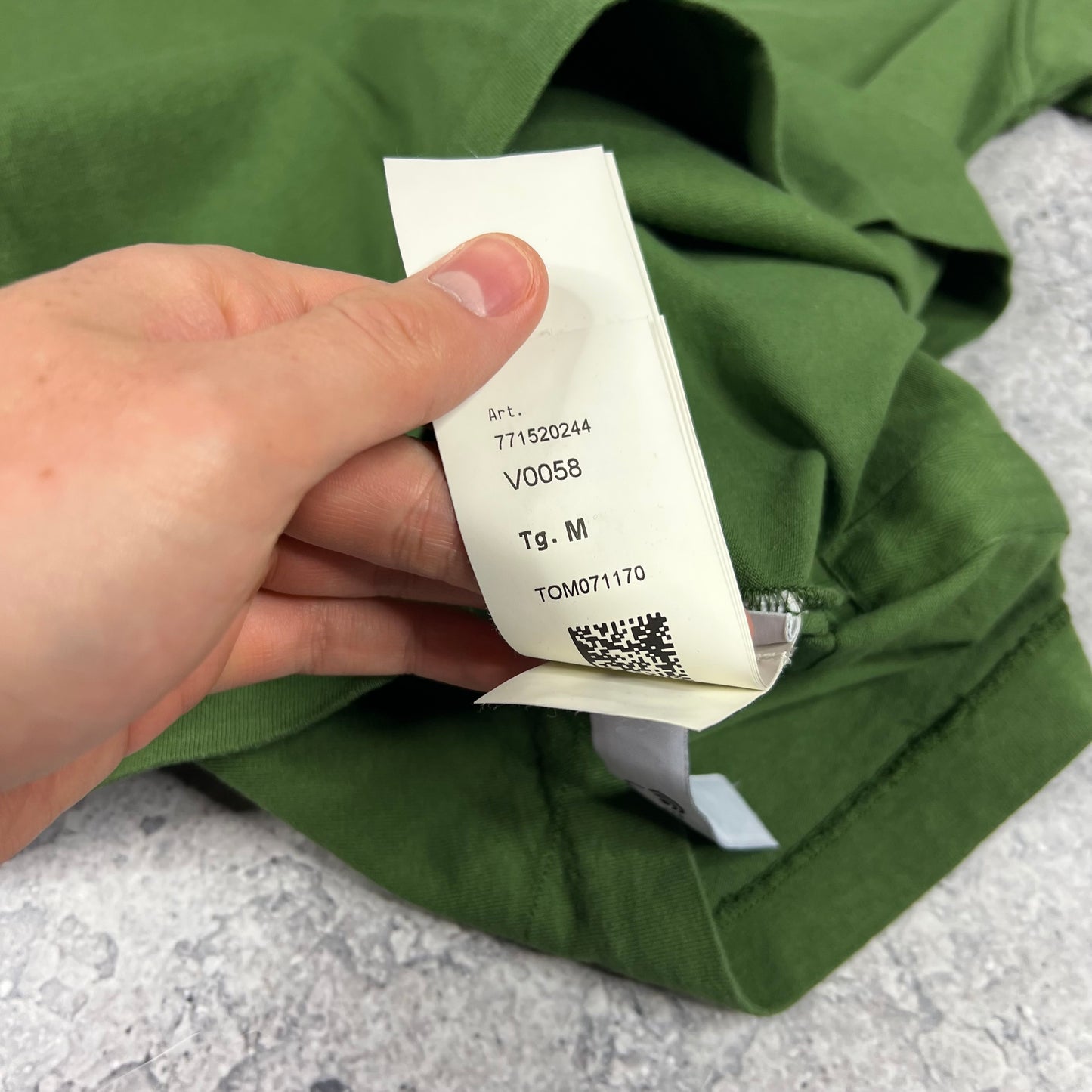 Stone Island Green Tape Logo T-Shirt Medium 21.25”