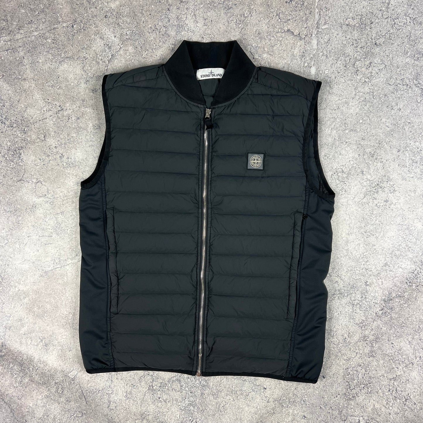 Stone Island Black Loom Woven Down Gilet Large 22”